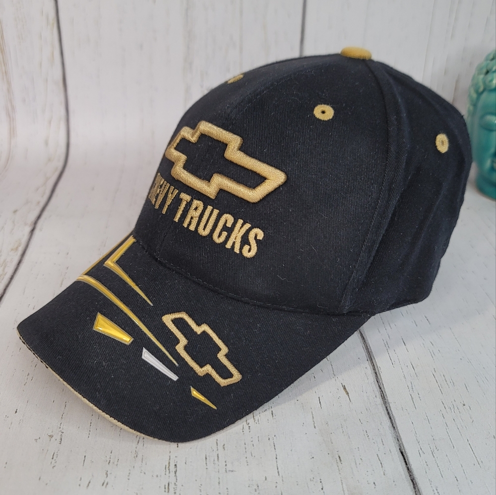 Chevy Trucks GM Baseball Cap Black/Gold Snap Back Hat Men's One Size Unisex - Picture 3 of 9